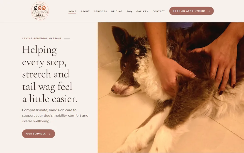 Homepage of MAK Mobility & Wellness